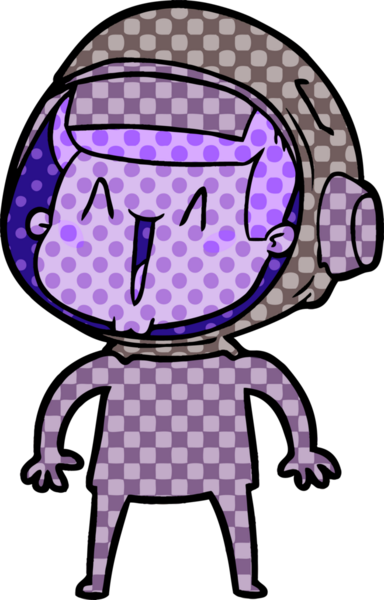 Bir insan tarafından çizilmiş mutlu astronot çizgi filmi.