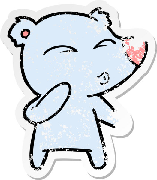 Bir insan tarafından çizilmiş ıslık çalan bir ayının sıkıntılı çıkartması.