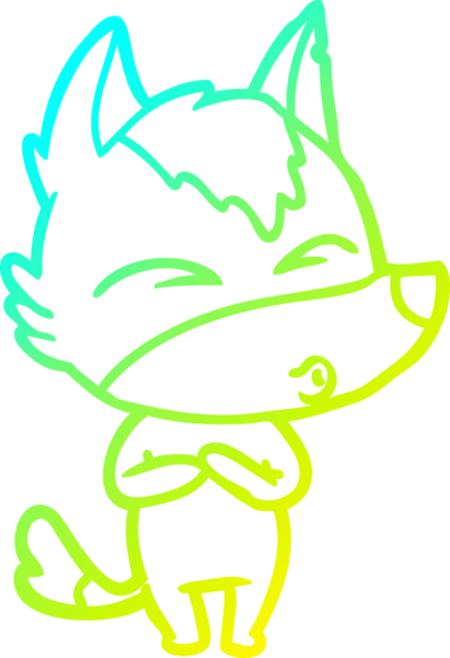 Bir insan tarafından çizilmiş bir kurt çizgi filminin soğuk gradyan çizimi