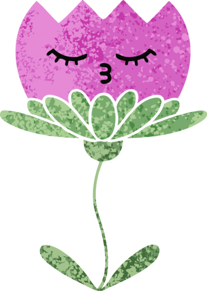 Bir insan tarafından çizilmiş bir çiçeğin retro çizim stili