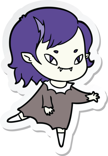 Bir insan tarafından çizilmiş, karikatür dostu vampir bir kızın çıkartması.