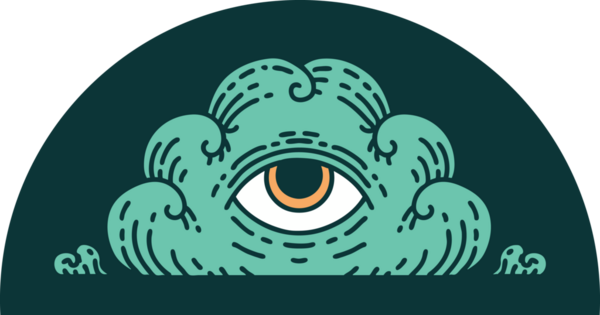 Bir insan tarafından çizilmiş her şeyi gören bir göz bulutunun ikonik dövme şekli.