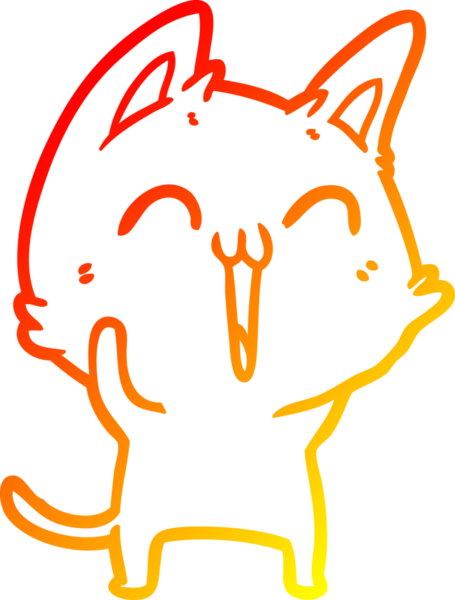 Bir insan tarafından çizilmiş mutlu çizgi film kedisinin sıcak çizgi çizgisi.