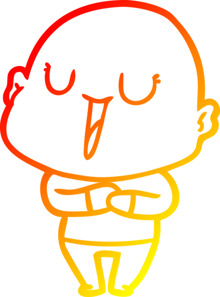 Bir insan tarafından çizilmiş mutlu, kel bir adamın sıcak çizgi çizimi.