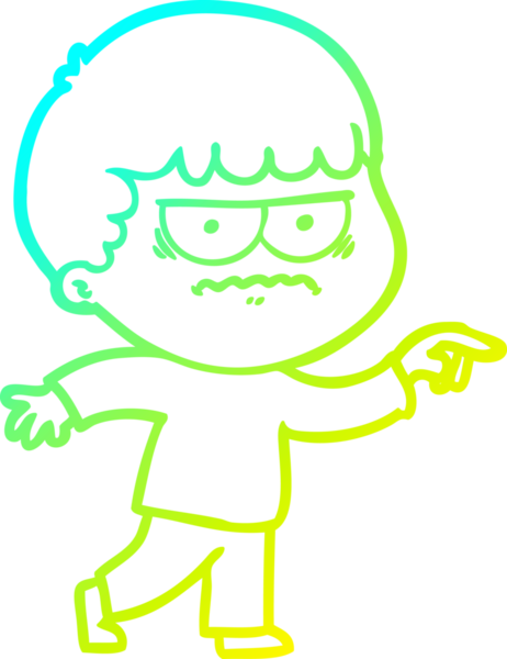 Bir insan tarafından çizilmiş bir çizgi filmin soğuk gradyan çizimi.