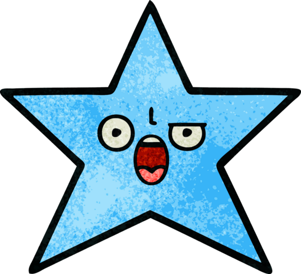 Bir insan tarafından çizilmiş yıldız balığının retro grunge deseni.