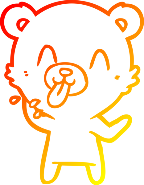 Bir insanın çizdiği dilden çıkan kaba bir kutup ayısının sıcak çizgi çizimi.