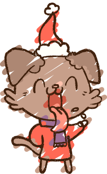 Bir insan tarafından çizilen Noel Köpeği Tebeşiri