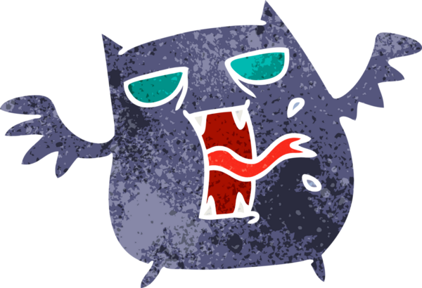 Bir insan tarafından çizilmiş sevimli korkutucu kawaii yarasasının serbest çizimi.