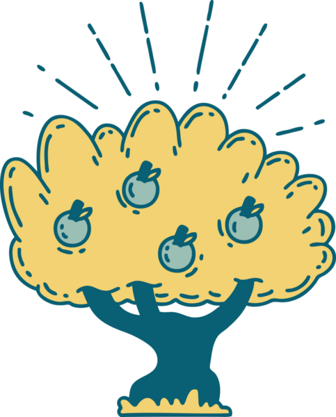 Bir insan tarafından çizilmiş geleneksel bir elma ağacının çizimi