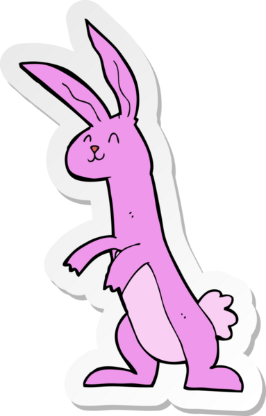 Bir insan tarafından çizilmiş çizgi film tavşanının çıkartması.