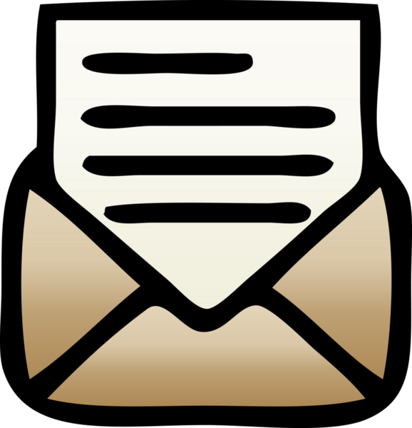 Bir insanın çizdiği harf ve zarfın gölgeli çizimi