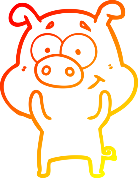 Bir insan tarafından çizilmiş mutlu çizgi film domuzu çizimi.