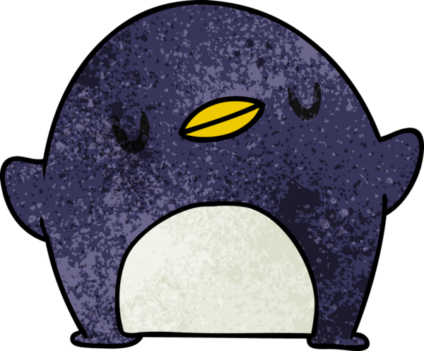 Bir insan tarafından çizilmiş sevimli bir penguenin desenli çizimi kawaii.