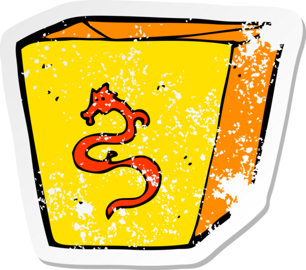 Bir insan tarafından çizilmiş karikatür makarna kutusunun gerilimli yapıştırması.