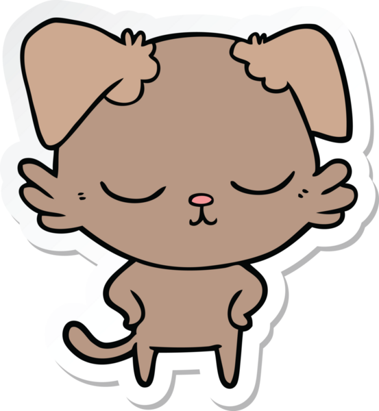 Bir insan tarafından çizilmiş şirin bir köpeğin çıkartması.