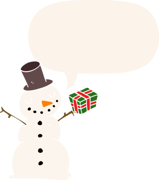 bir insan tarafından çizilmiş, konuşma baloncuklu kardan adam.