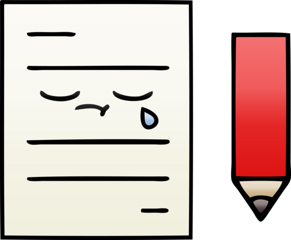 Bir insan tarafından çizilmiş bir test kağıdının gölgelenmiş karikatürü