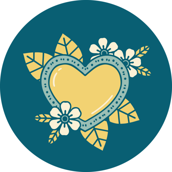 Bir insan tarafından çizilmiş botanik bir kalbin ikonik dövmesi.