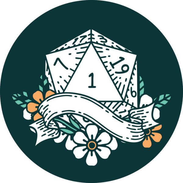 Bir insan tarafından çizilen bir d20 zar atma ikonu