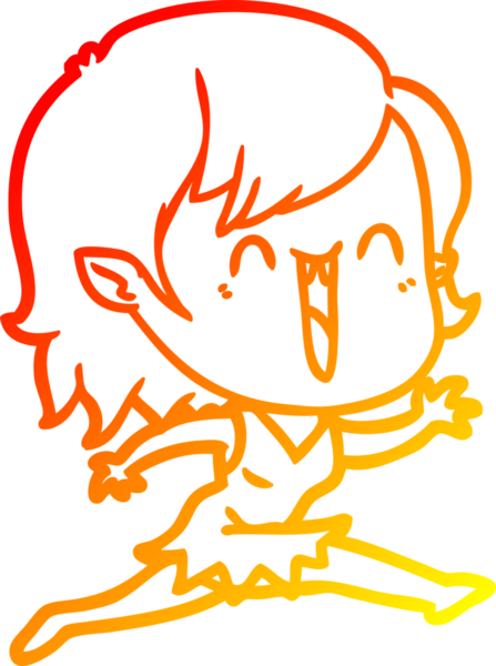 Bir insan tarafından çizilmiş sevimli, mutlu bir vampir kızın çizgi çizimi.