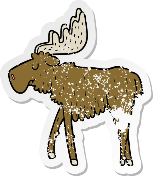 Bir insan tarafından çizilmiş karikatür geyiğinin sıkıntılı çıkartması.