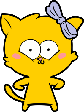 Bir insan tarafından çizilmiş çizgi film kedisi.