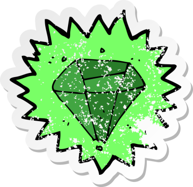 Bir insan tarafından çizilmiş zümrüt bir karikatürün gerilimli yapıştırması.