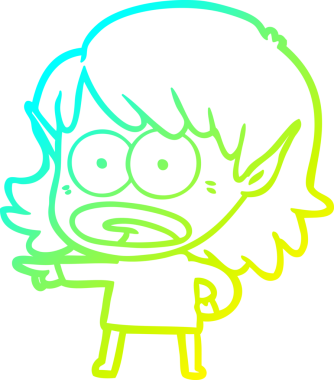 Bir çizgi film karakteri çizimi bir insan tarafından çizilmiş bir elf kızı şok etti.