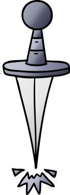 Bir insan tarafından çizilmiş küçük bir hançerin el çizimi karikatürü.