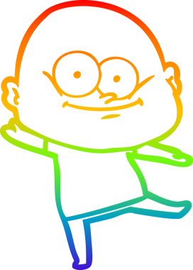 Gökkuşağı gradyan çizgi çizimi bir insan tarafından çizilmiş kel bir adamın çizimi