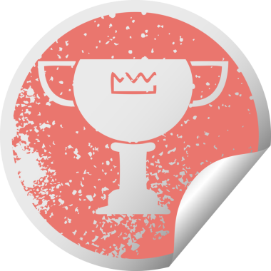 Bir insan tarafından çizilmiş altın bir bardağın çizilmiş dairesel soyma etiketi.