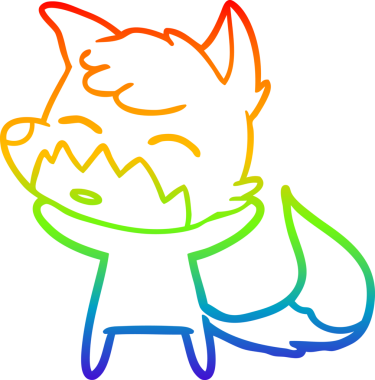 gökkuşağı gradyanı çizimi bir insan tarafından çizilmiş tilki çizgi filmi