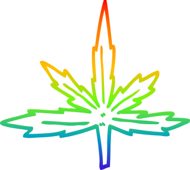 gökkuşağı gradyan çizgisi bir insan tarafından çizilmiş marihuana yaprağının çizimi