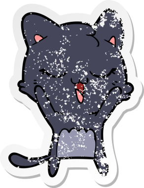 Bir insan tarafından çizilmiş mutlu çizgi film kedisinin sıkıntılı çıkartması.