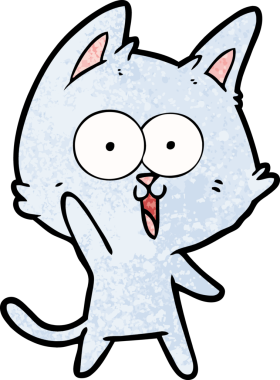 Bir insan tarafından çizilmiş komik çizgi film kedisi.