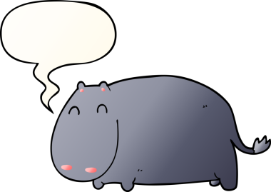 bir insan tarafından çizilmiş düzgün eğimli konuşma baloncuklu çizgi film hipopotamları