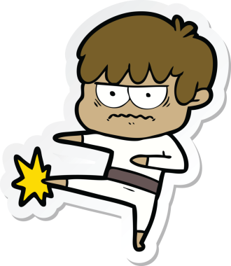 Bir insan tarafından çizilmiş kızgın bir çizgi film çocuğunun çıkartması.