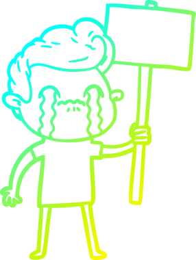 Bir insan tarafından çizilmiş ağlayan bir çizgi film karakteri çizimi.