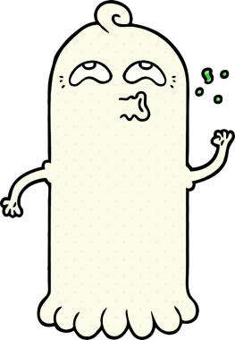 Bir insan tarafından çizilmiş çizgi film hayaleti.