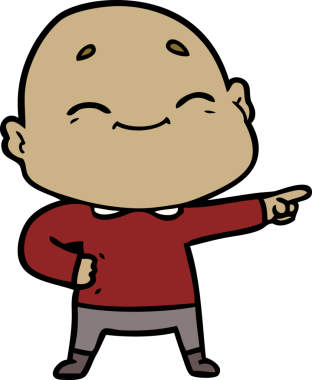 Bir insan tarafından çizilmiş mutlu, kel adam.