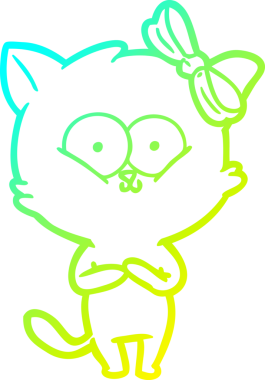 Bir insan tarafından çizilen çizgi film kedisinin soğuk gradyan çizgisi.