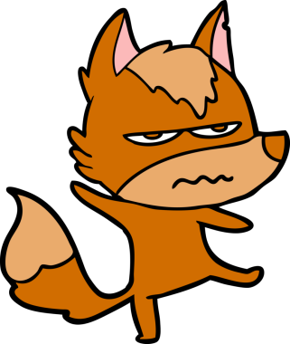 Bir insan tarafından çizilmiş tilki çizgi film karakteri