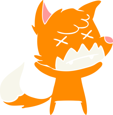 Bir insan tarafından çizilmiş düz renk çizgi film şaşı tilki