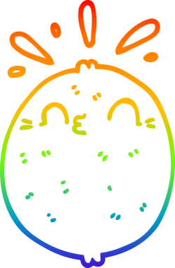 Gökkuşağı gradyan çizgisi bir insan tarafından çizilmiş şirin bir limon karikatürü