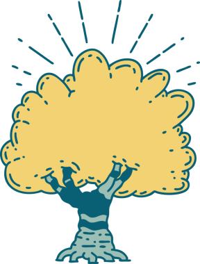 Bir insan tarafından çizilmiş geleneksel dövme ağacının çizimi