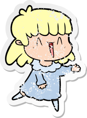 Bir insan tarafından çizilmiş karikatür bir kadının sıkıntılı çıkartması.