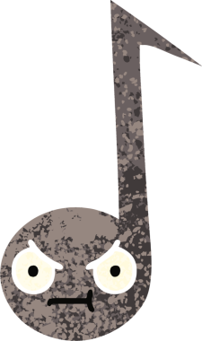 Bir insan tarafından çizilmiş bir notanın retro çizim tarzı karikatürü