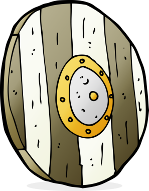 Bir insan tarafından çizilmiş ahşap bir kalkan.