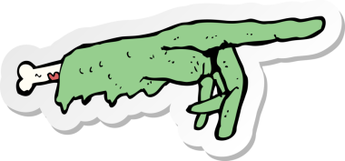 Bir insan tarafından çizilmiş zombi eli çizgi filminin çıkartması.